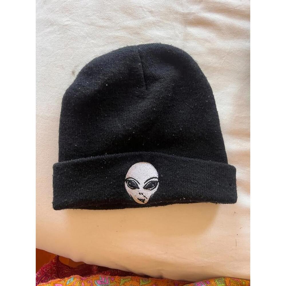 Black Alien Embroidered Beanie